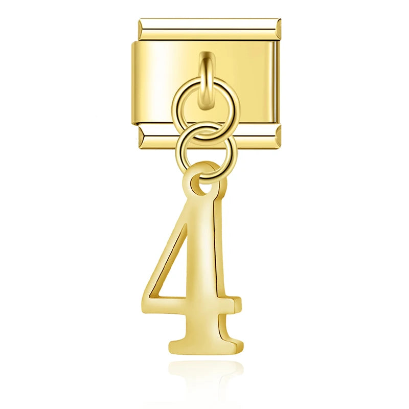 Charm Italiano Colgante - Dígitos Modulares (0-9) en Oro y Plata