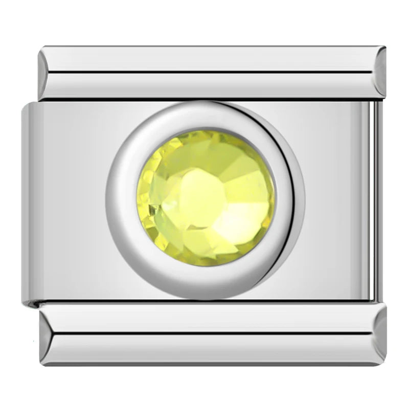 Charm Italiano Plano - Solitario Clásico Redondo (Piedras de Nacimiento)