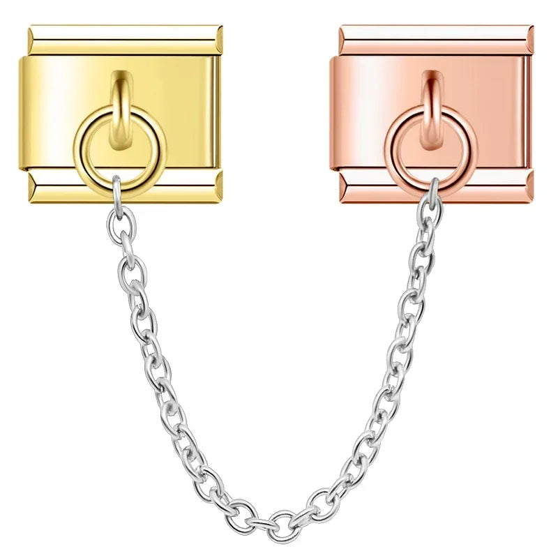 Charm Italiano Doble - Cadena de Conexión Minimalista (Estilo Safety Chain)