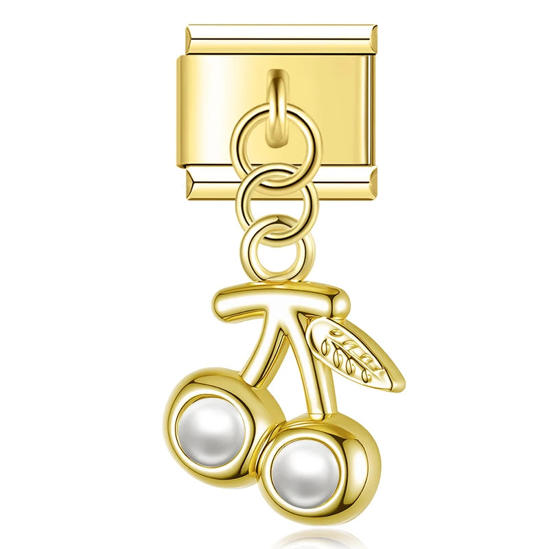 Charm Italiano Colgante - Diseño Cerezas Brillantes (Fruit Collection)
