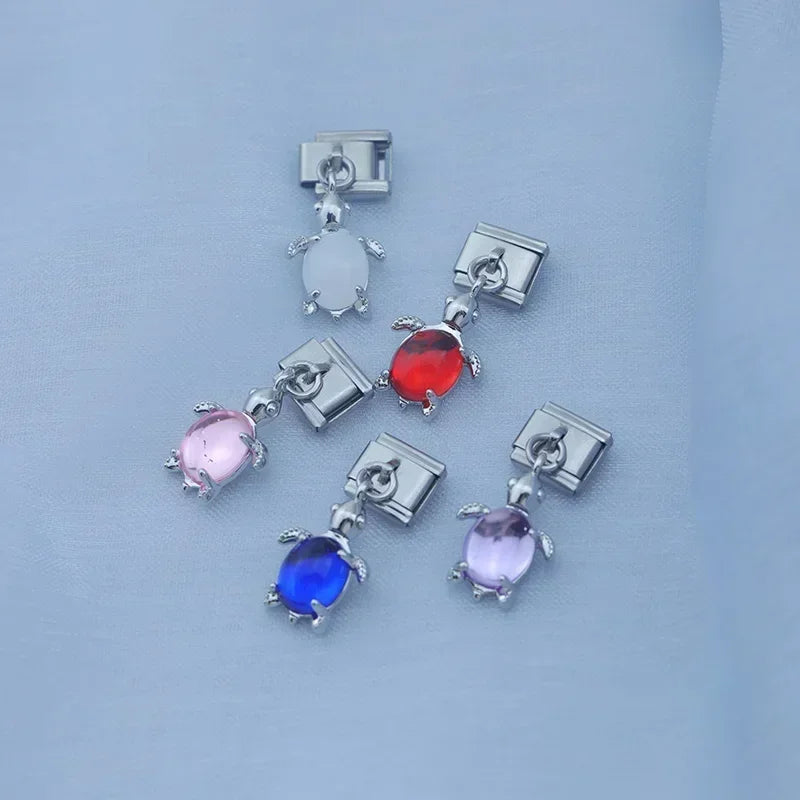 Charm Italiano Colgante - Tortuga de la Suerte (Concha de Cristal Facetado)