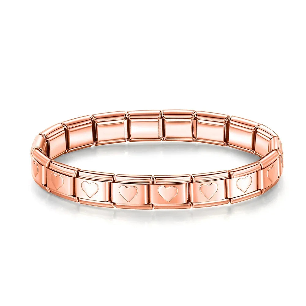 Complete Base Bracelet 9mm - Engraved Pattern (Silver, Gold and Rose Gold)
