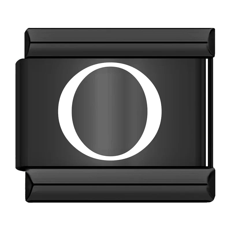 Charm Italiano Plano - Iniciales Contraste (Blanco sobre Negro)