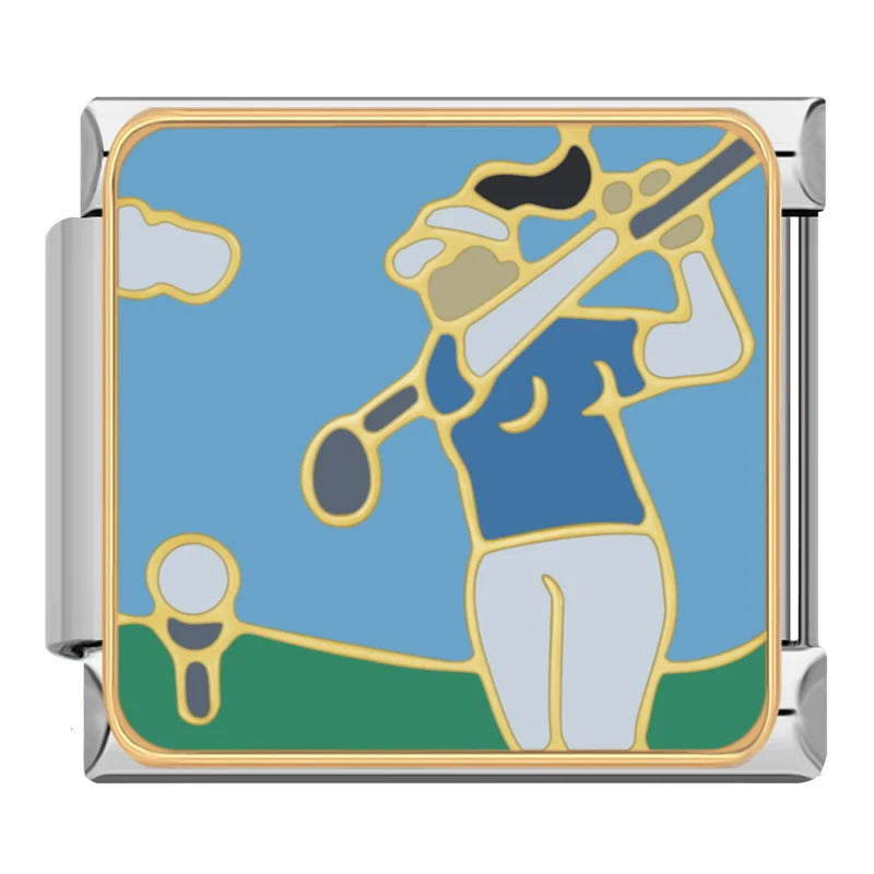 Charm Italiano Plano - Colección Deportes de Acción (Esgrima, Esquí, Ciclismo)