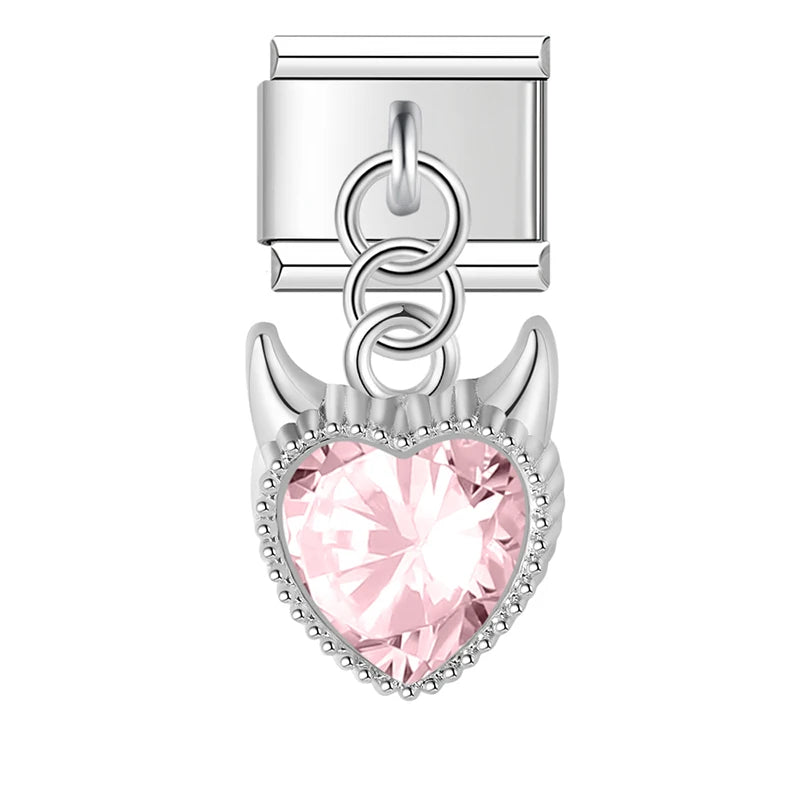 Charm Italiano Colgante - Corazón Gótico de Zirconia (Lujo Edgy)