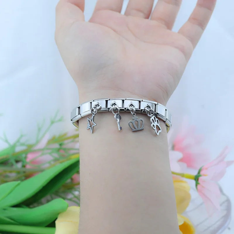 Charm Italiano Colgante - Símbolos Místicos y Celestiales (Luna, Estrella, Ala)