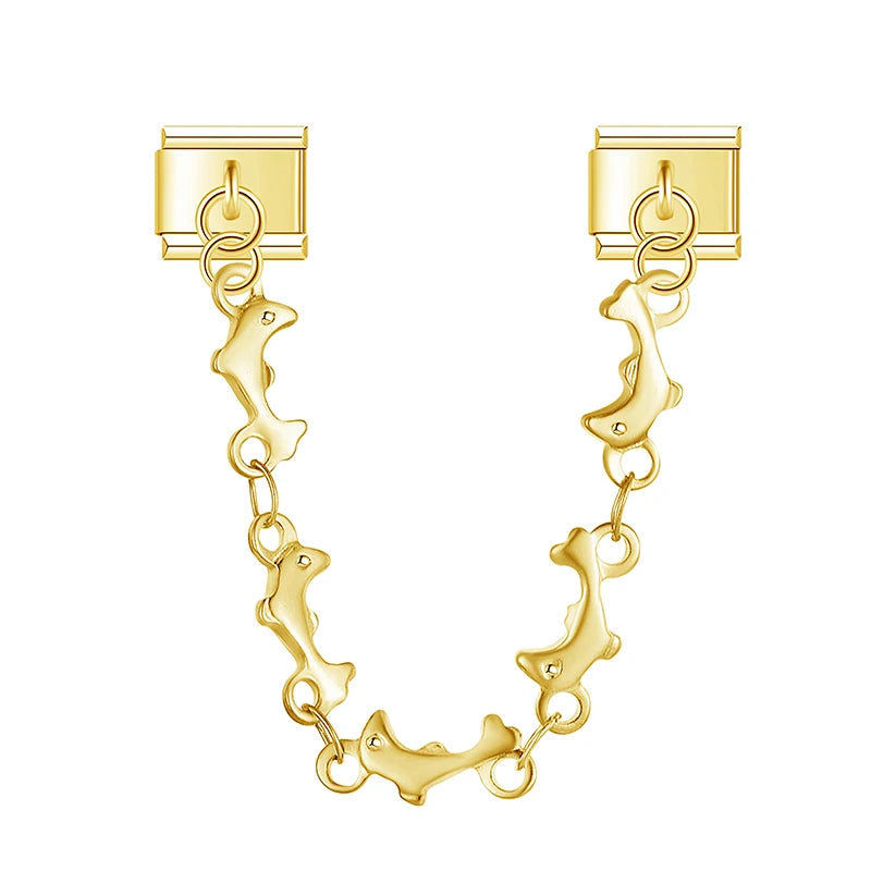 Charm Italiano Doble - Cadena de Motivos Arcoíris (Mariposas y Corazones)