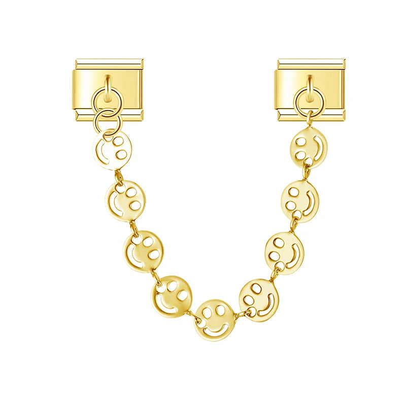 Charm Italiano Doble - Cadena Decorada (Perlas, Ojos y Símbolos)