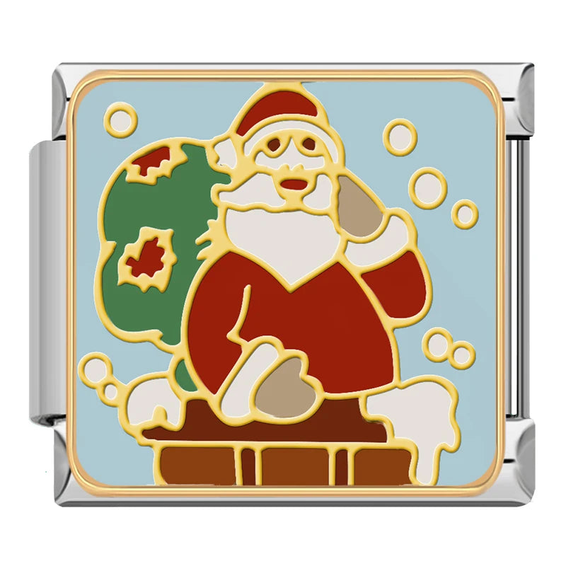 Charm Italiano Plano - Colección Navidad Clásica (Muñecos de Nieve, Papá Noel)