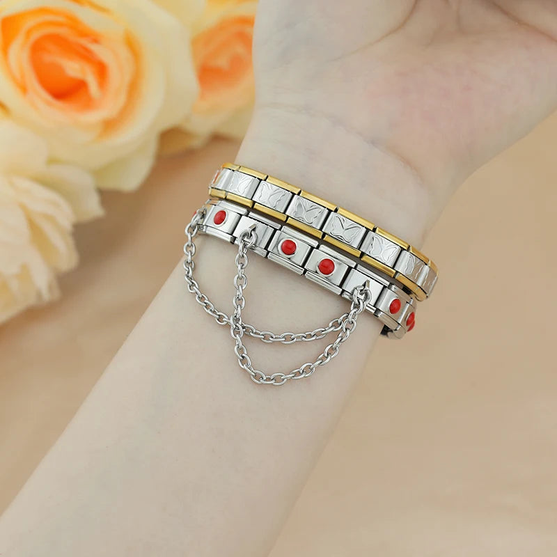 Charm de Seguridad Triple - Doble Cadena (Acero Minimalista)