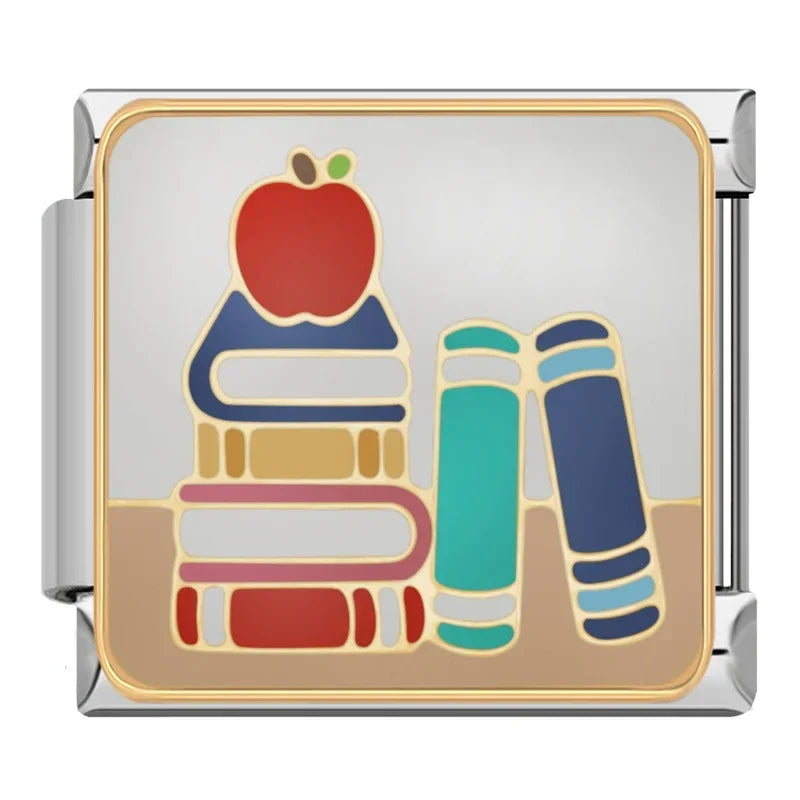 Charm Italiano Plano - Colección Escuela y Beisbol (Maestras y Deporte)