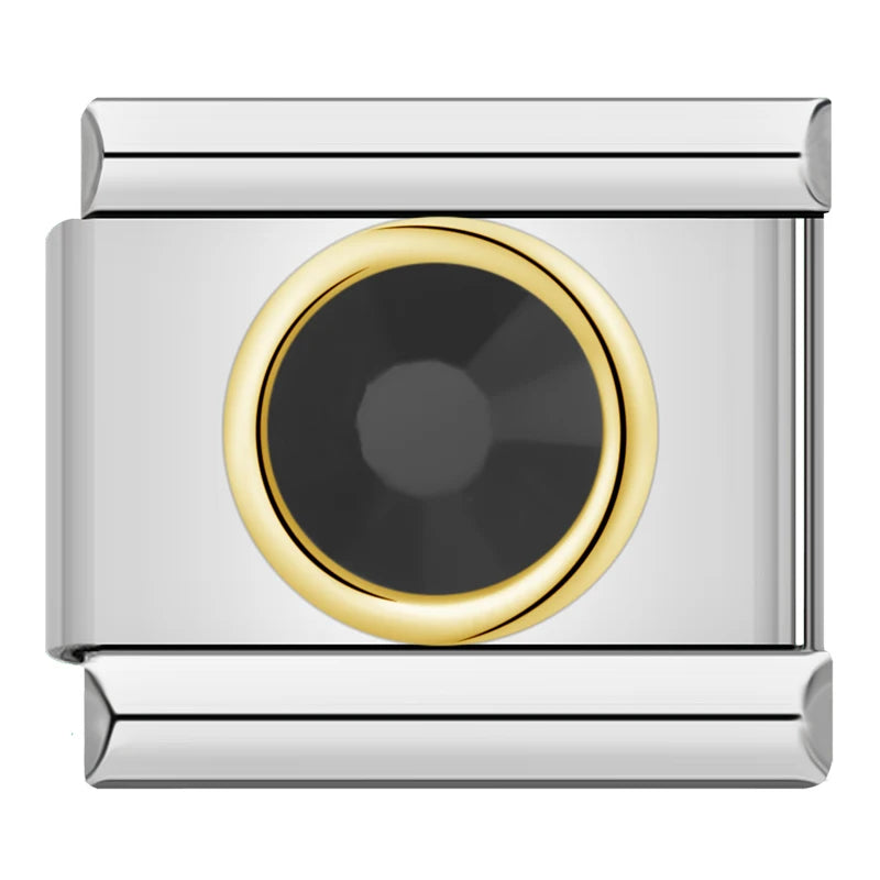 Charm Italiano Plano - Solitario Redondo de Zirconia (Piedras de Color)