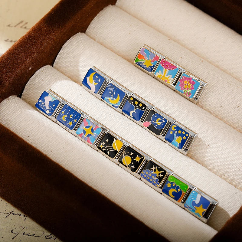 Charm Italiano Plano - Colección Noche Estrellada y Sueños (Arte Celeste)