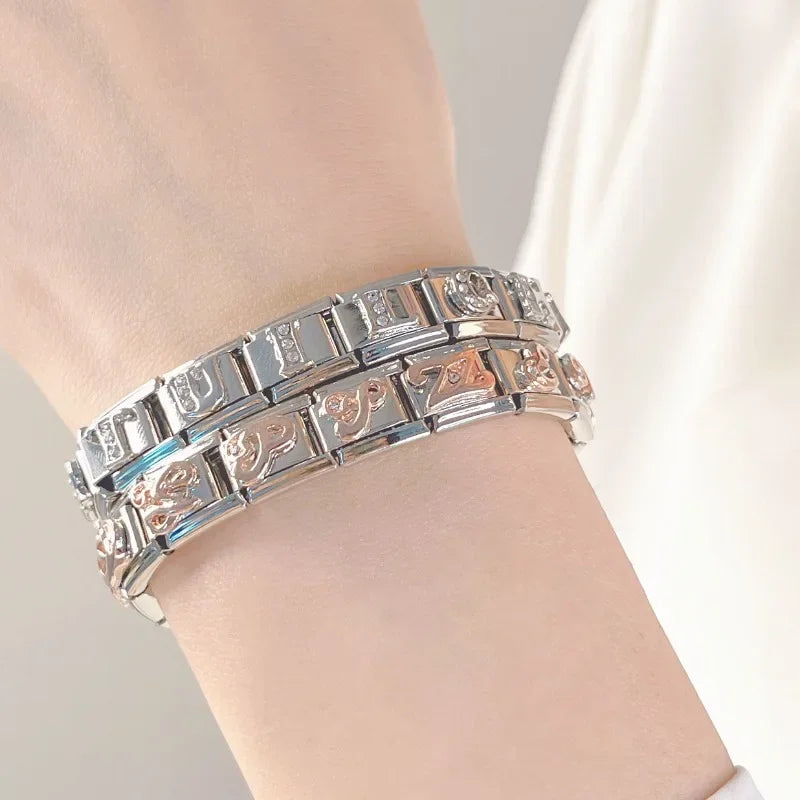 Charm Italiano Plano - Iniciales de Plata con Brillantes (Letras A-Z)