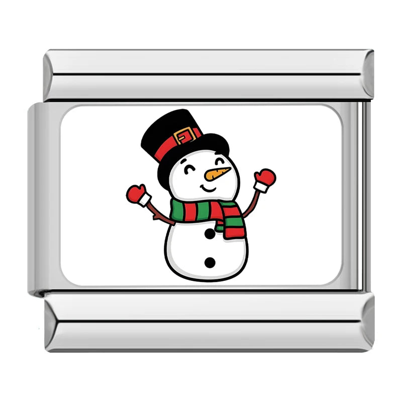 Charm Italiano Plano - Colección Navidad "Cute" (Muñecos de Nieve, Reno y Regalos)