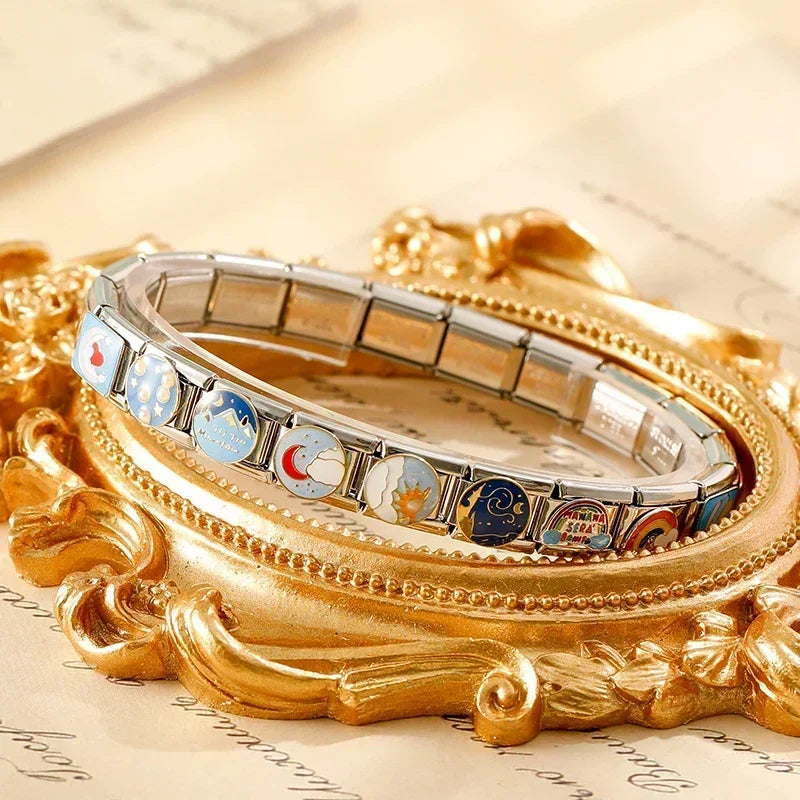 Charm Italiano Plano - Colección Esperanza y Sueños (Luna, Arcoíris, Montaña)