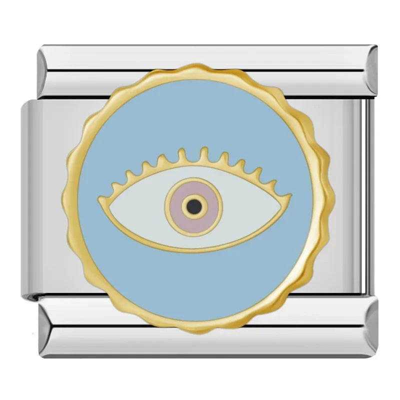 Charm Italiano Plano - Colección Serenidad Azul (Ojo Turco, Relax y Mascotas)