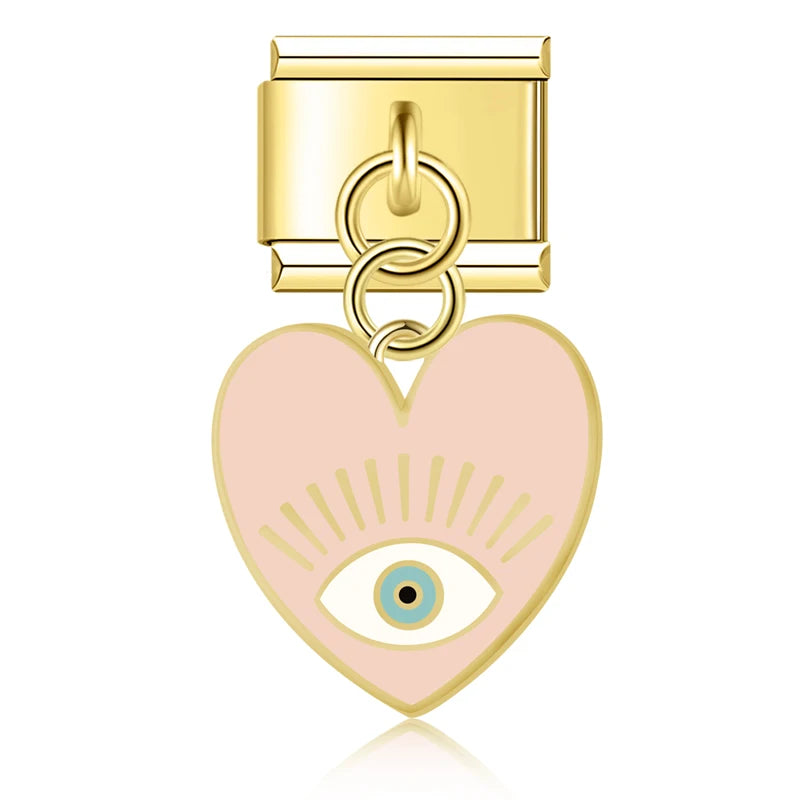 Charm Italiano Colgante - Corazón Protector "Evil Eye" (Varios Colores)