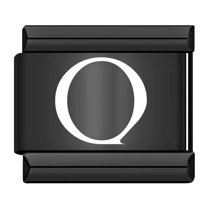 Charm Italiano Plano - Iniciales Contraste (Blanco sobre Negro)