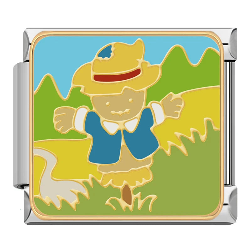 Charm Italiano Plano - Colección Vida en la Granja (Cosecha, Vaca, Espantapájaros)