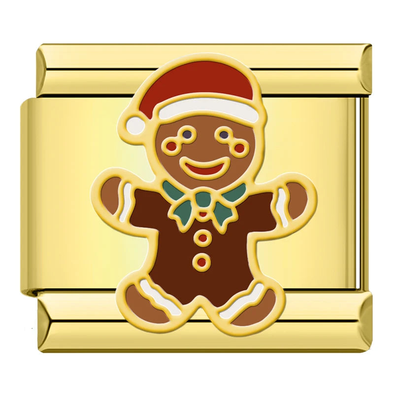 Charm Italiano Plano - Colección Navidad Clásica (Papá Noel, Árbol y Oro)