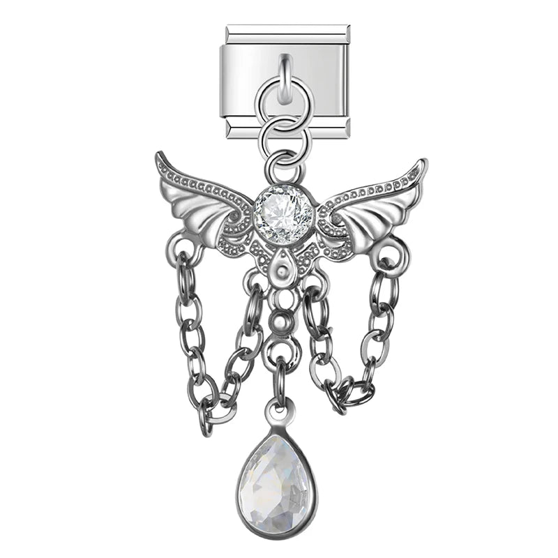Charm Italiano Colgante - Ángel y Tassel de Cristal (Máximo Brillo)
