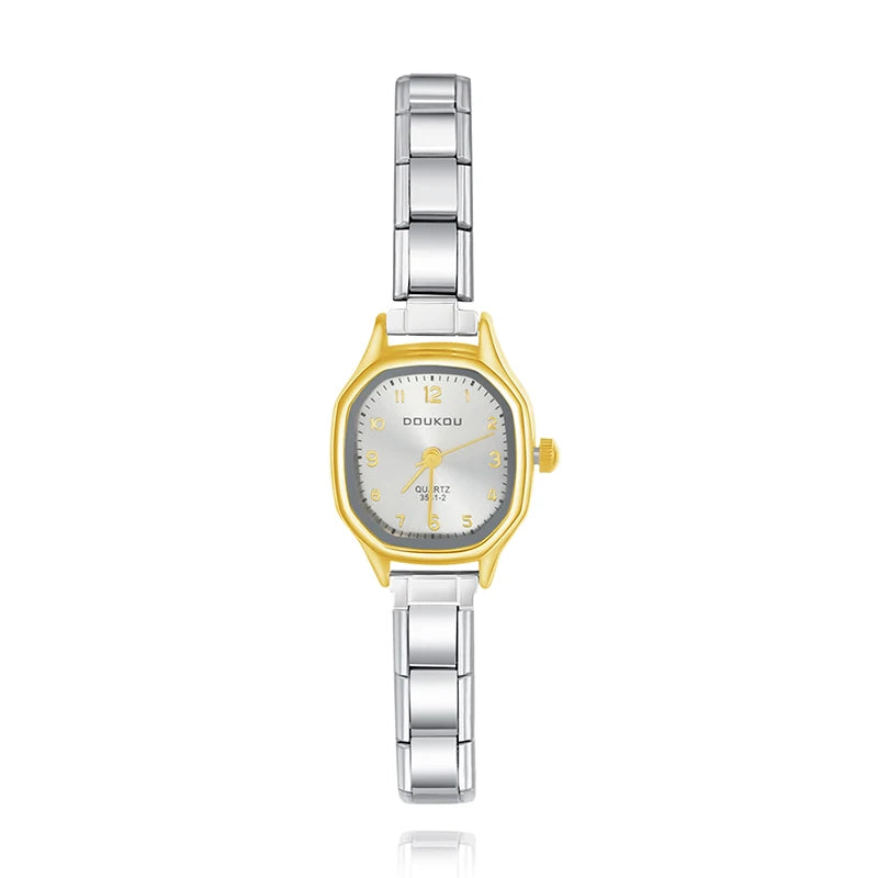 Reloj Base Modular - Diseño Geométrico Vintage (Bicolor Plata y Oro)