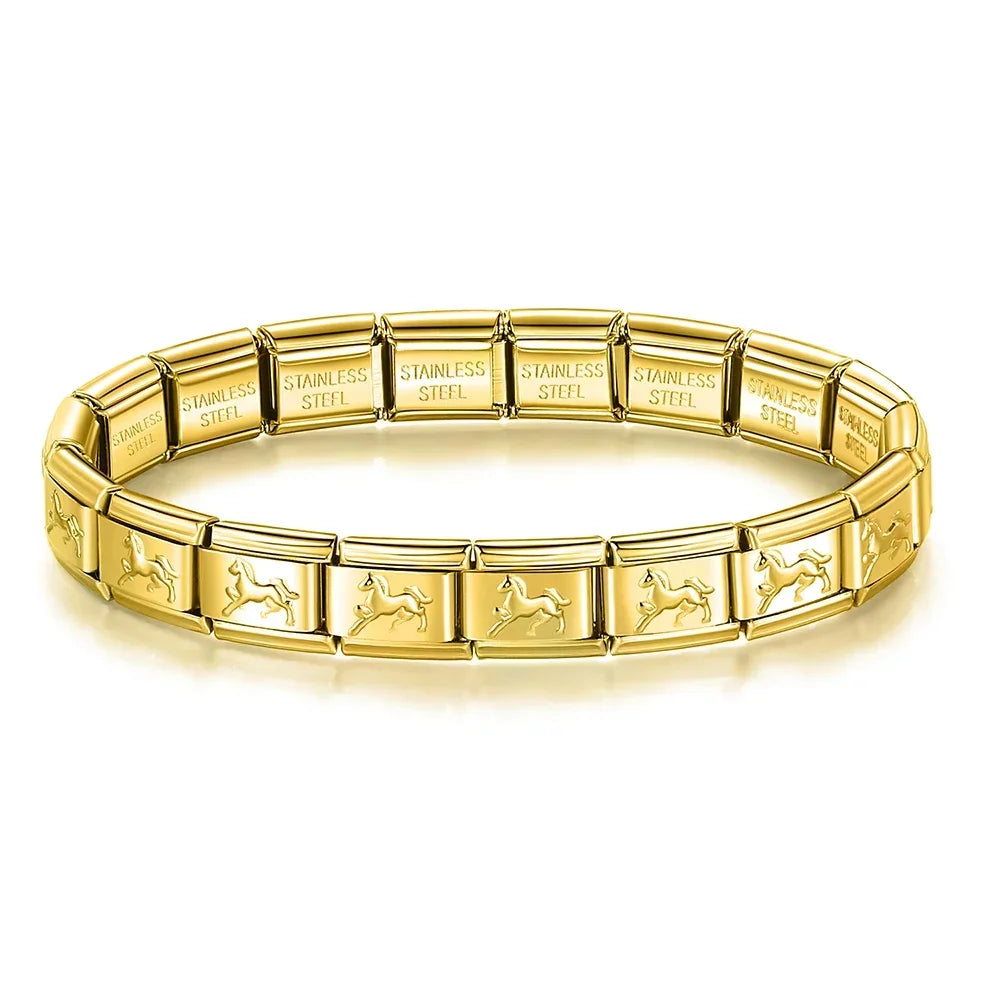 Complete Base Bracelet 9mm - Engraved Pattern (Silver, Gold and Rose Gold)