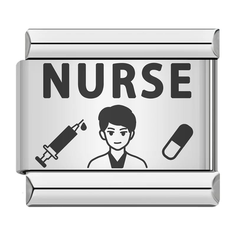 Charm Italiano Plano - Colección Orgullo Profesional 2 (Doctor, Enfermera, Músico, Ingeniero)