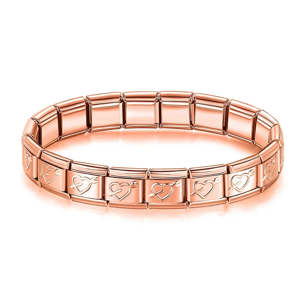 Full Base Bracelet - Hammered Textured Link (Gold, Silver and Rose)