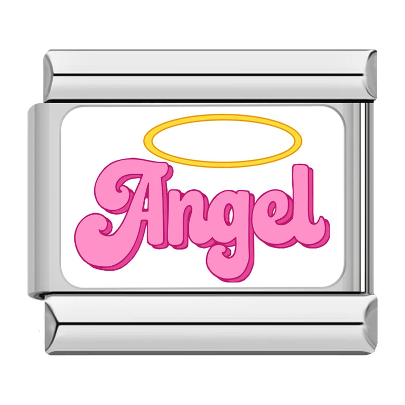 Charm Italiano Link - Colección "Parejas y Conexión": Puzzle, Llave y Coronas (Acero Esmaltado)