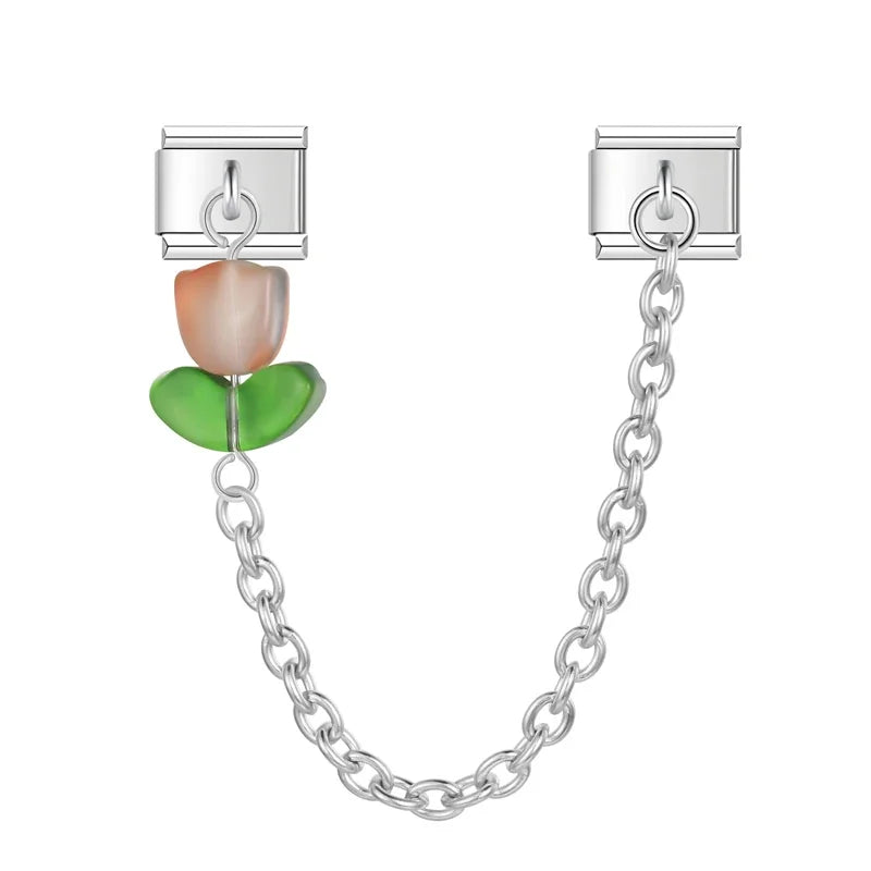 Charm Italiano Doble - Cadena con Tulipán (Joya Botánica)