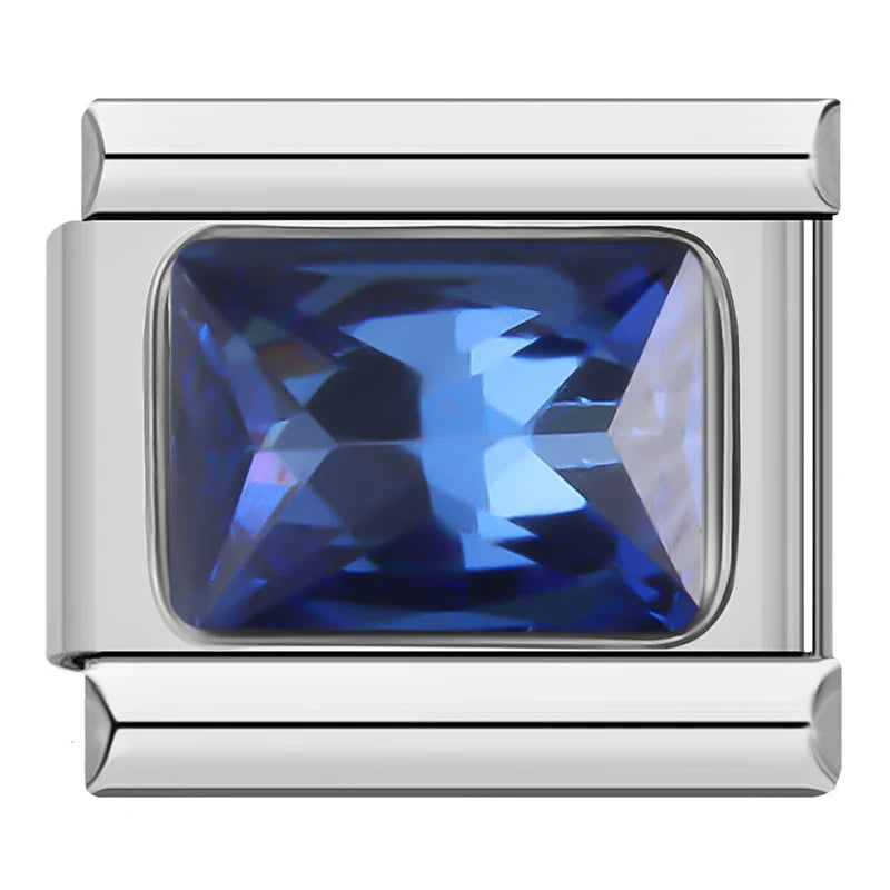 Charm Italiano Plano - Solitario Rectangular (Talla Esmeralda y Colores)