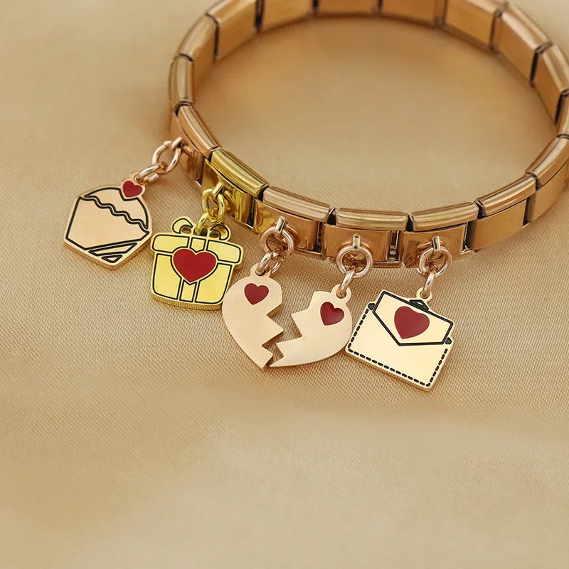 Charm Italiano Colgante - Colección Mensajes de Amor (Carta, Regalo, Pastel)