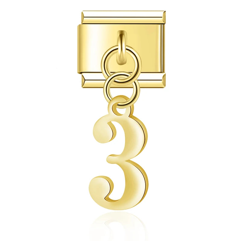 Charm Italiano Colgante - Dígitos Modulares (0-9) en Oro y Plata