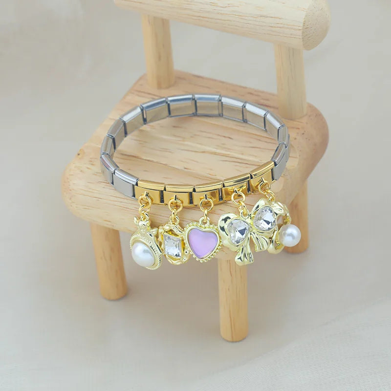 Charm Italiano Colgante - Colección Lujo Rococó (Lazos, Corazones y Perlas)