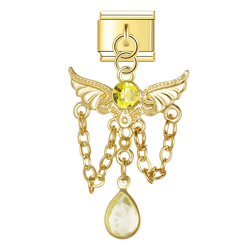 Charm Italiano Colgante - Ángel y Tassel de Cristal (Máximo Brillo)