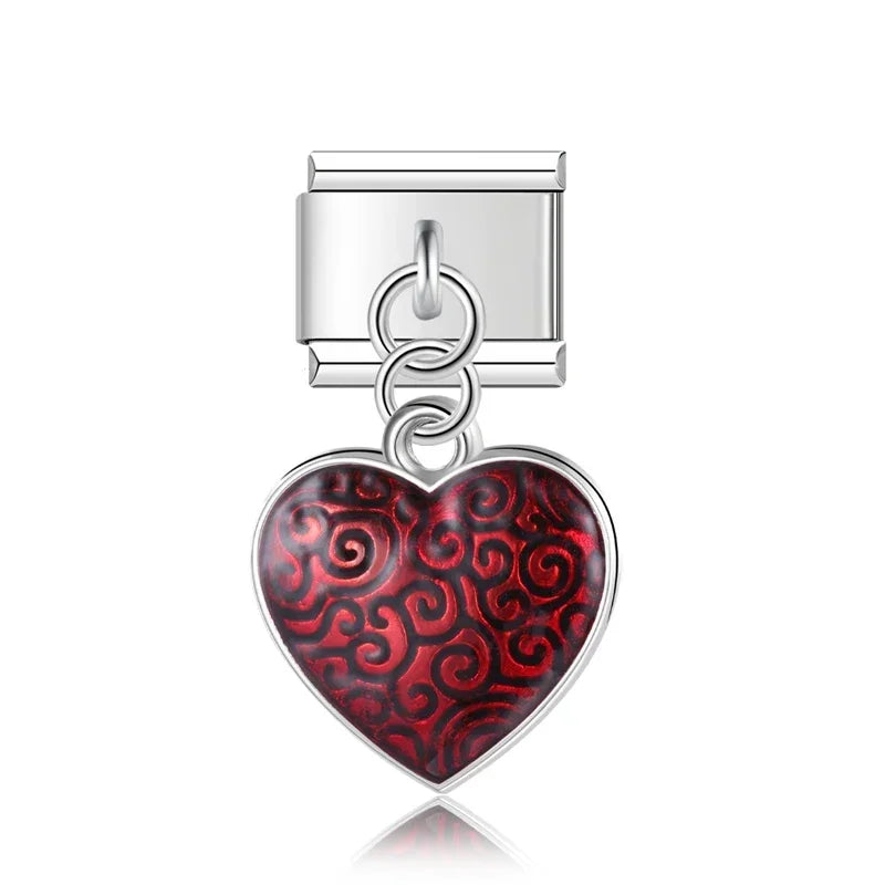 Charm Italiano Colgante - Colección Amor Romántico (Corazones y Flores)