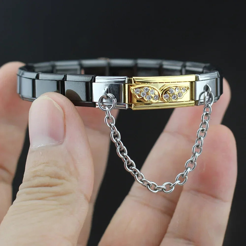 Charm Italiano Doble - Cadena de Conexión Minimalista (Estilo Safety Chain)