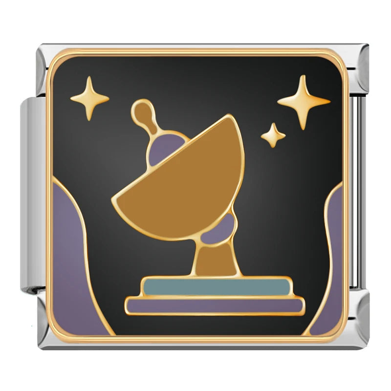 Charm Italiano Plano - Colección Galaxia y Ciencia (Espacio, Cohete, Alien)