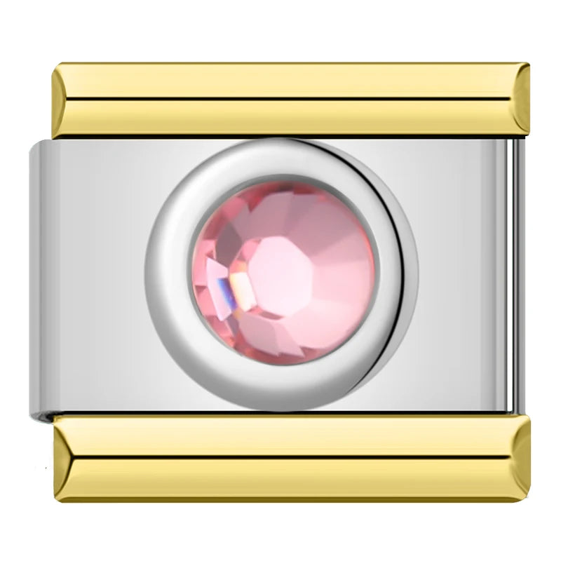 Charm Italiano Plano - Solitario Clásico Redondo (Piedras de Nacimiento)