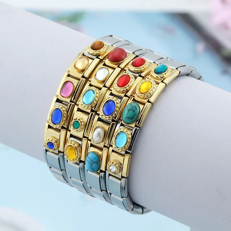 Charm Italiano Plano - Colección Joya Vintage (Piedras Preciosas y Oro)