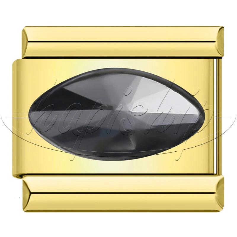 Charm Italiano Joya - Piedra Ovalada Facetada (Base Oro)