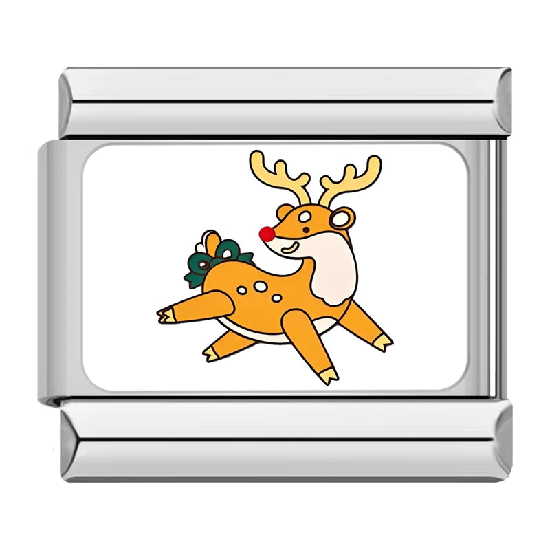 Charm Italiano Plano - Colección Navidad "Cute" (Muñecos de Nieve, Reno y Regalos)