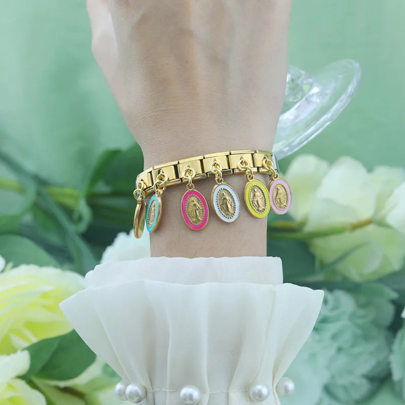 Charm Italiano Colgante - Medalla de Fe y Protección (Virgen)