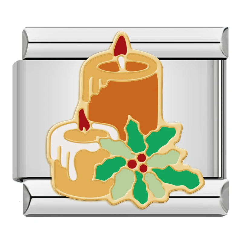 Charm Italiano Plano - Colección Navidad Clásica (Muérdago, Jengibre y Papá Noel)