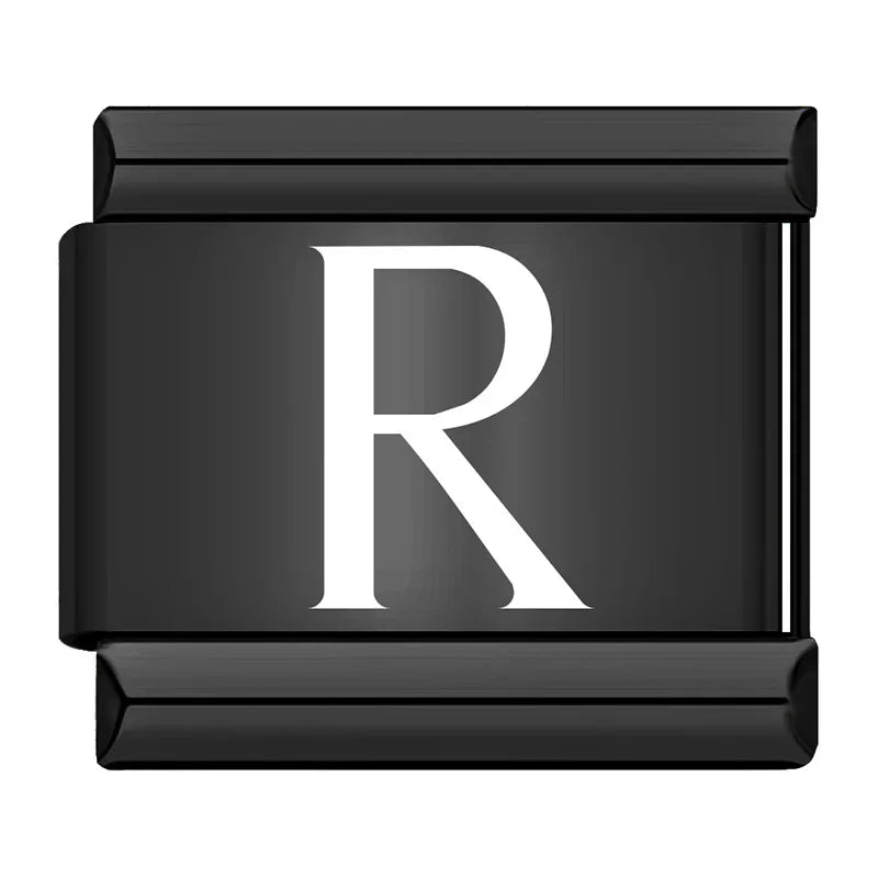 Charm Italiano Plano - Iniciales Contraste (Blanco sobre Negro)