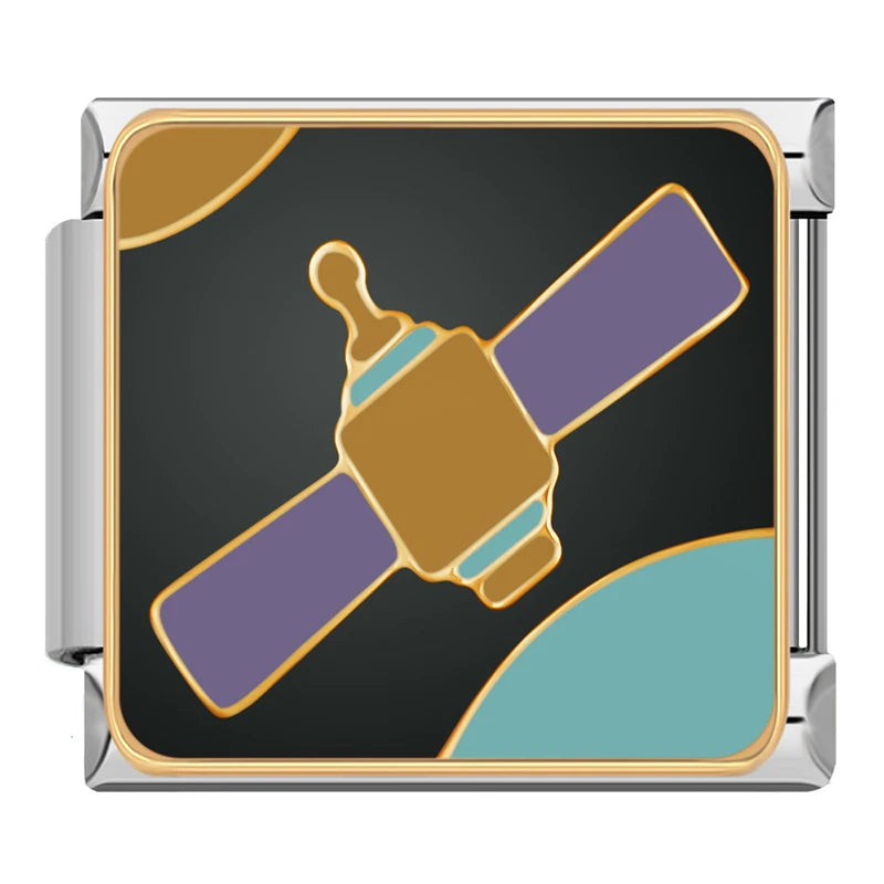 Charm Italiano Plano - Colección Galaxia y Ciencia (Espacio, Cohete, Alien)