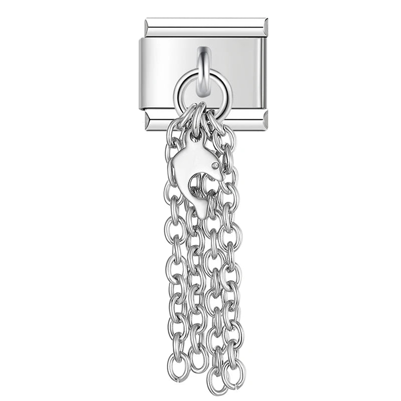 Charm Italiano Colgante - Borla de Cadenas (Efecto Cascada Metálica)