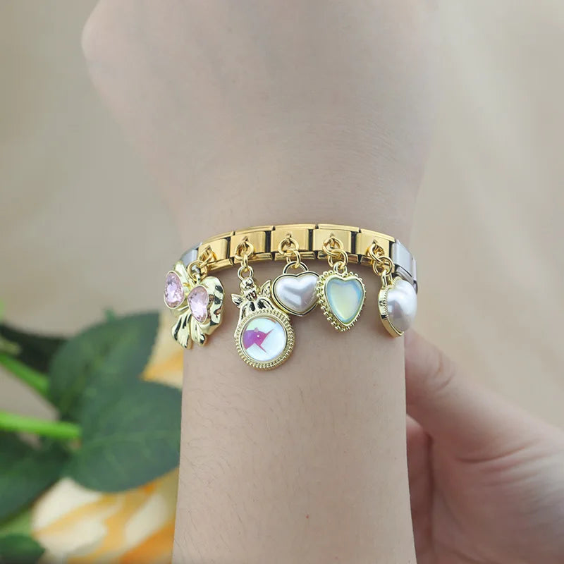 Charm Italiano Colgante - Colección Lujo Rococó (Lazos, Corazones y Perlas)